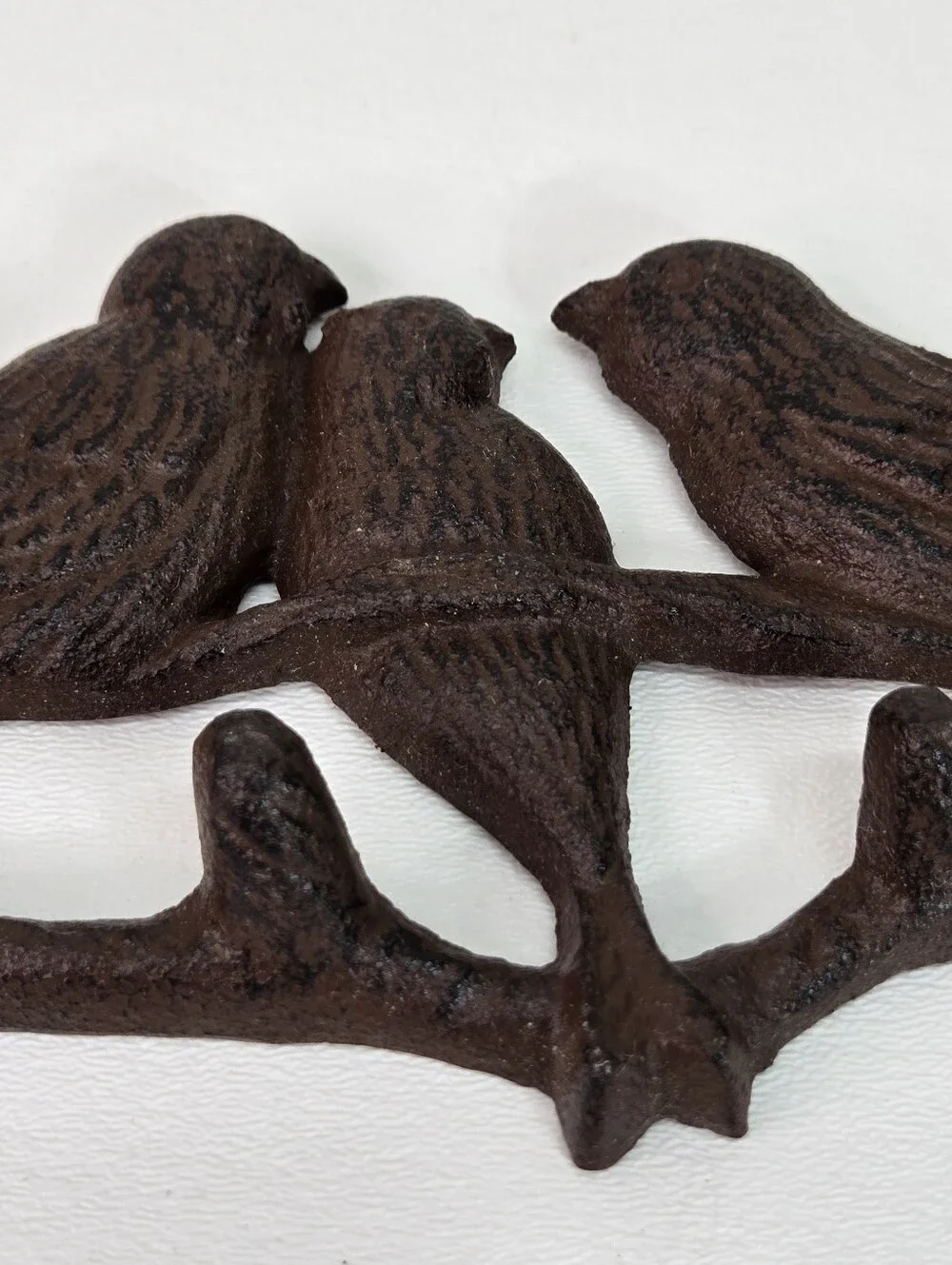 VTG Cast Iron 4 Birds Tree Branch Wall Hook‎ Key Coat Hanger Cottagecore Rustic